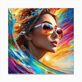 Portrait Of A Woman In Sunglasses Canvas Print