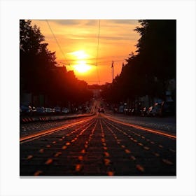 evening sunset with road Canvas Print