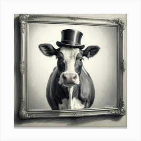 Cow In Top Hat 2 Canvas Print