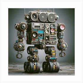 A Robot Made Of Analog Stereo Equipment, Digital Art 6 Toile