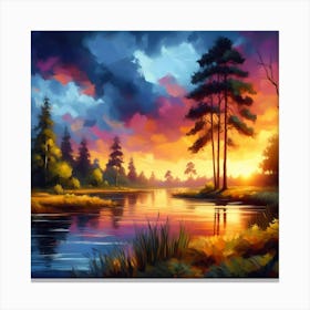 Sunset In The Forest 21 Canvas Print