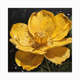 Yellow Flower With Water Droplets Canvas Print