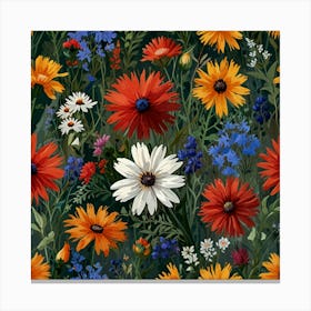 Wildflowers Seamless Pattern Canvas Print