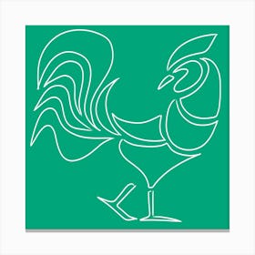 Green Rooster Canvas Print