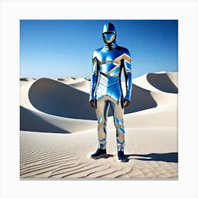 Silver Man In Sand Canvas Print