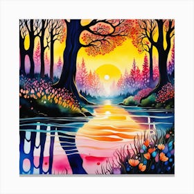 Sunset By The River Canvas Print