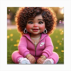 Little Girl With Curly Hair Canvas Print