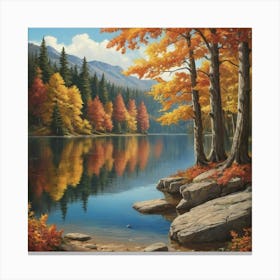 Autumn Lake Art Print 0 Canvas Print