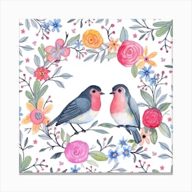 Lovebirds Square Canvas Print