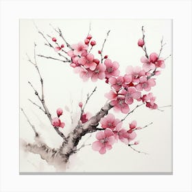 Ink Cherry Blossoms Branches 8 Canvas Print