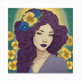 Asian Girl With Flowers 14 Canvas Print