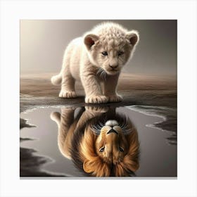 Reflection Of A Lion Canvas Print