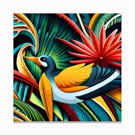 Tropical Bird Colourful Canvas Print