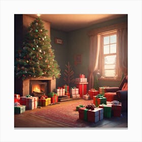 Christmas Tree In The Living Room 49 Canvas Print