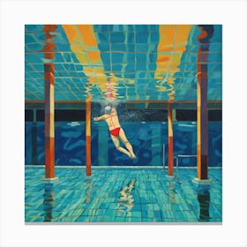In Style of David Hockney. Swimming Pool at Night Series 3 Canvas Print