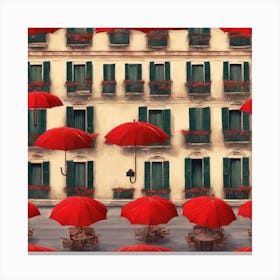 Red Umbrellas In Italy 1 Canvas Print