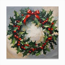 Holly Wreath Canvas Print