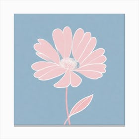 A White And Pink Flower In Minimalist Style Square Composition 84 Canvas Print