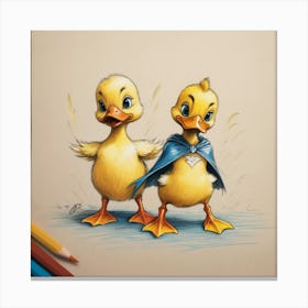 Ducks In Capes 1 Canvas Print