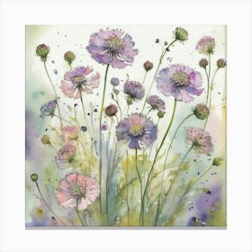 Cosmos flower plants painting art print 1 Canvas Print