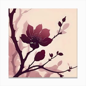 Burgundy flower on beige background Canvas Print