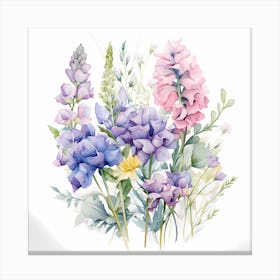 Lilac Veil: Delicate Watercolor Florals Canvas Print