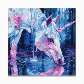 Unicorn Drinking Water Canvas Print