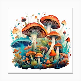 Mushrooms In The Forest 52 Canvas Print