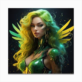 Futuristic Girl With Wings Canvas Print
