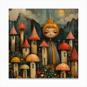 Fairytale Queen, Naïf, Whimsical, Folk, Minimalistic Canvas Print