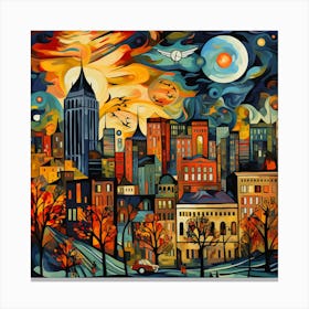 Cityscape At Night Canvas Print