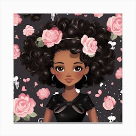 Black Girl With Roses 1 Canvas Print