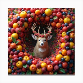 Deer In A Berry Field Canvas Print