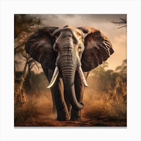 African Elephant In The Wild Canvas Print