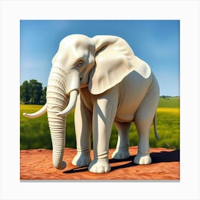 Elephant In The Field Canvas Print