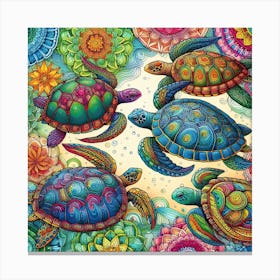 Turtles, Mandala Art 2 Canvas Print