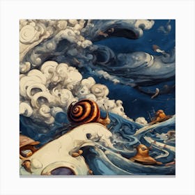 Snail In The Sea Canvas Print