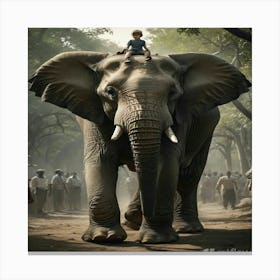 Elephant And The Boy Canvas Print