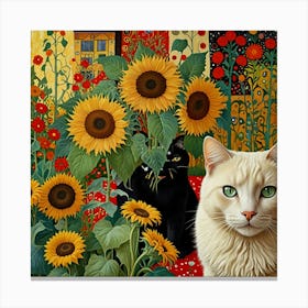 Default Gustav Klimt Style Farm Garden With Sunflowers And A B 1 Canvas Print