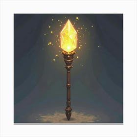 Mystical Staff Topped With A Glowing Crystal, Sparking Energy Canvas Print