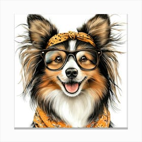 Dog With Glasses 79 Canvas Print