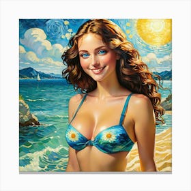 Girl On The Beachfyjj Canvas Print