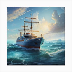 Ship In The Ocean Canvas Print