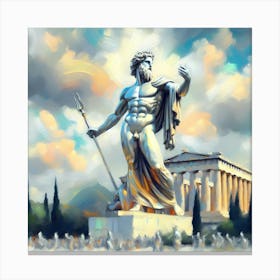 Color Painting Statue Of Zeus At Olympia 1 Canvas Print