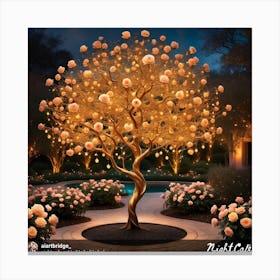 Nightcap Rose Tree Canvas Print