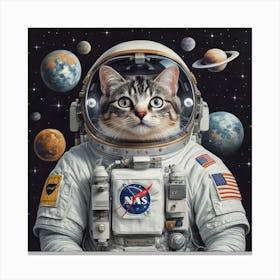 Space Explorer Cat Crew Print Art - Envision Cats In Astronaut Suits Embarking On Cosmic Adventures Canvas Print