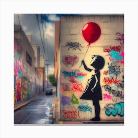 Girl With Red Balloon Canvas Print