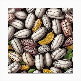 Seamless Pattern Of Coffee Beans 5 Canvas Print