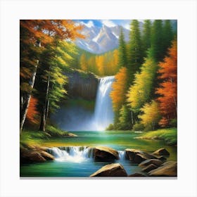 Waterfall In Autumn 13 Canvas Print