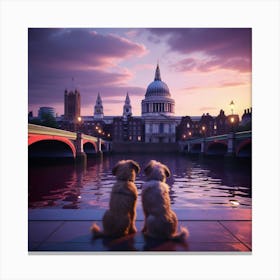 Dogs at sunset Canvas Print